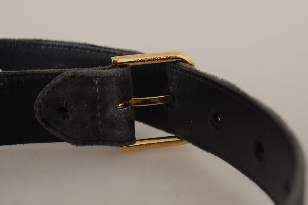 Dolce &amp; Gabbana Eleganter Samtgürtel mit gravierter Schnalle