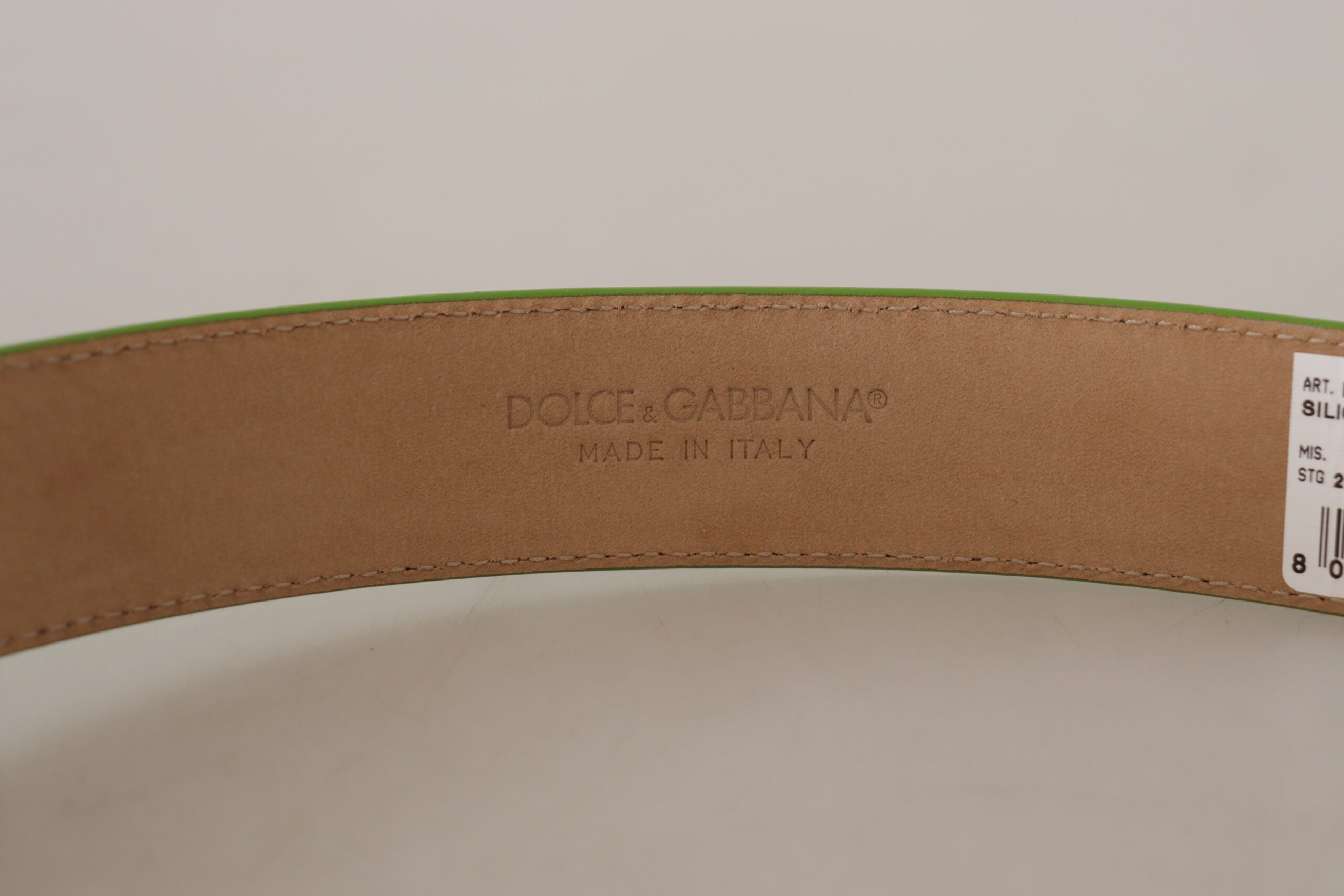 Dolce &amp; Gabbana – Schicker smaragdgrüner Ledergürtel mit gravierter Schnalle