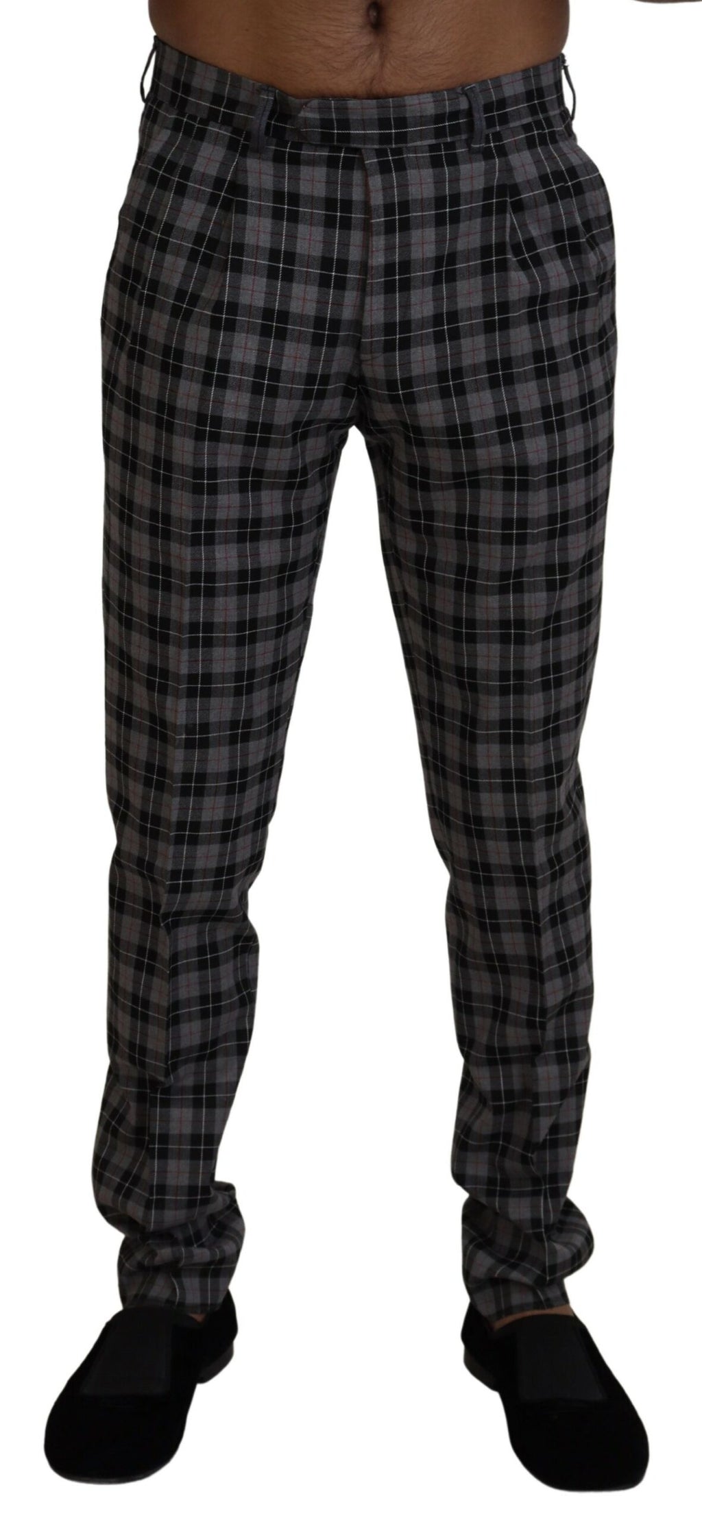 BENCIVENGA Elegante grau karierte Herren-Chinos