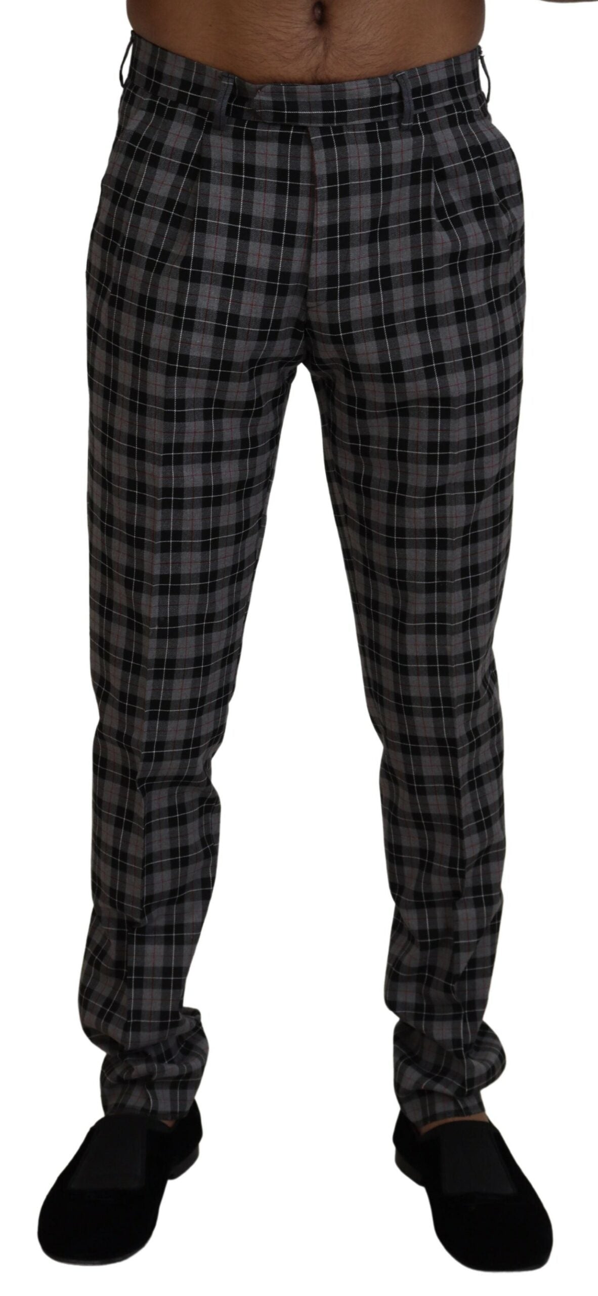 BENCIVENGA Elegante grau karierte Herren-Chinos