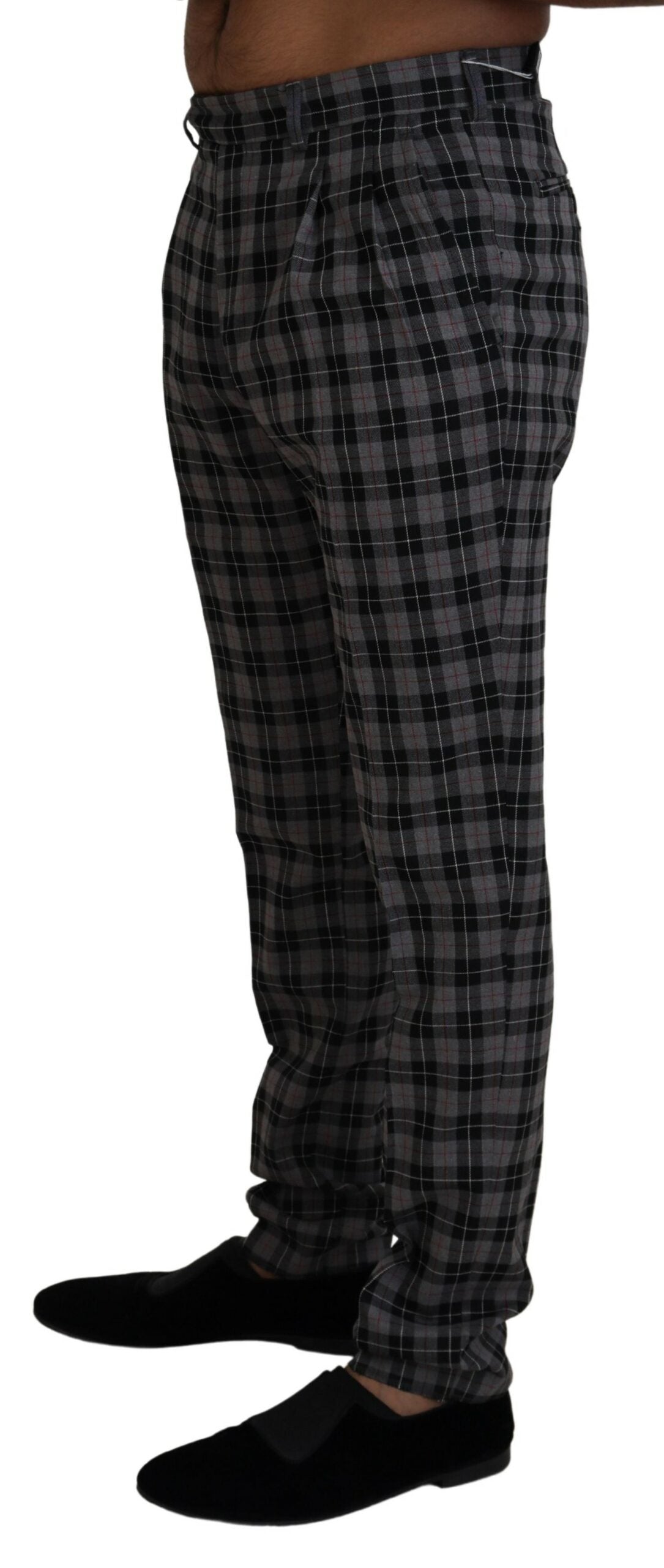 BENCIVENGA Elegante grau karierte Herren-Chinos