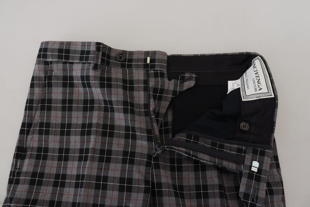 BENCIVENGA Elegante grau karierte Herren-Chinos