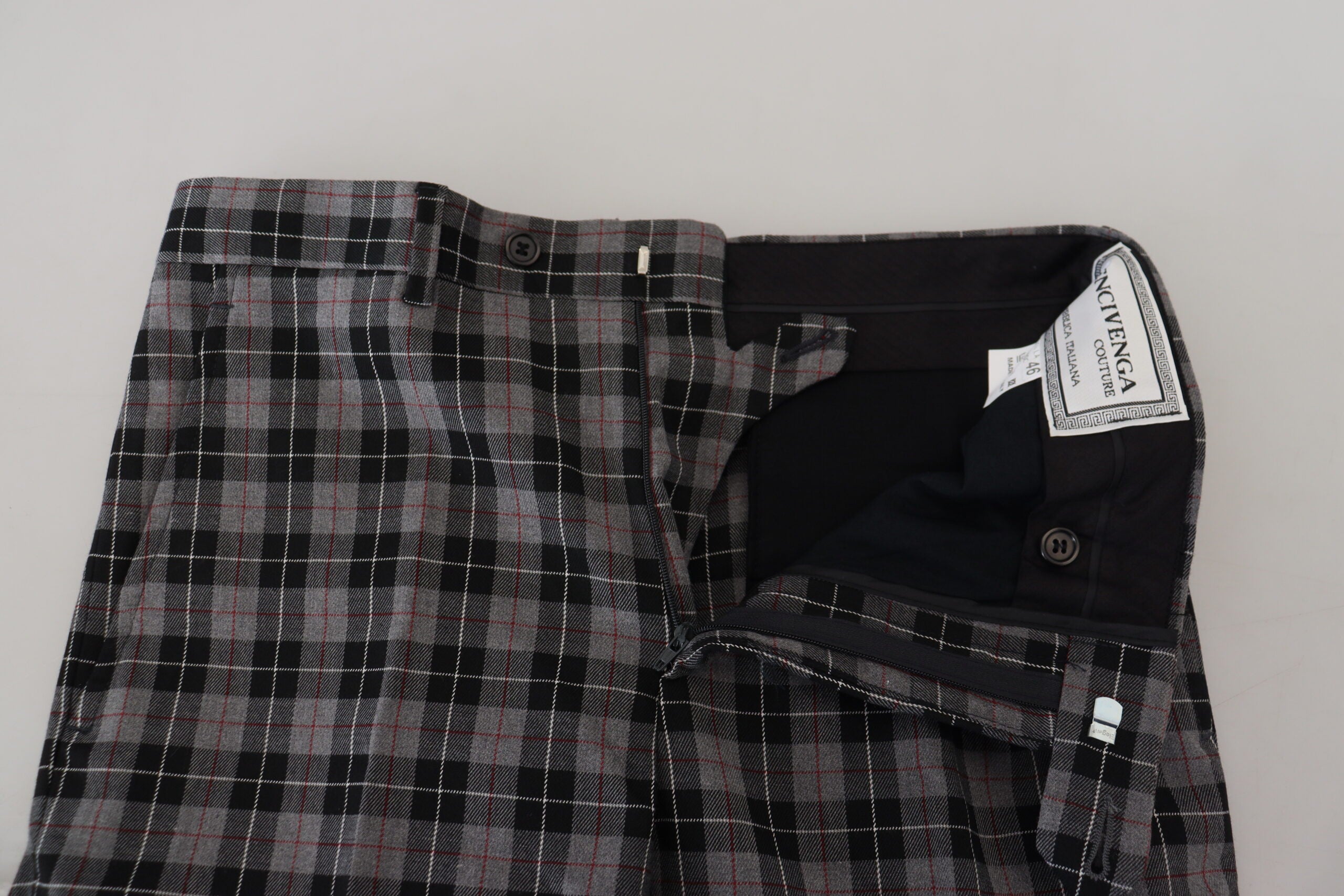 BENCIVENGA Elegante grau karierte Herren-Chinos