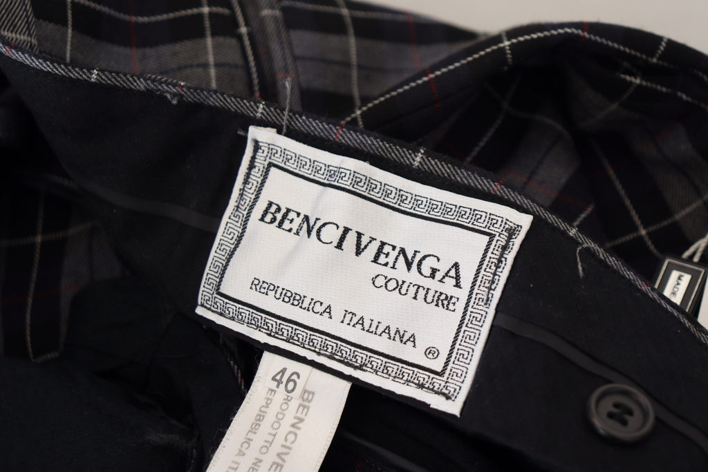 BENCIVENGA Elegante grau karierte Chinohose aus Wolle
