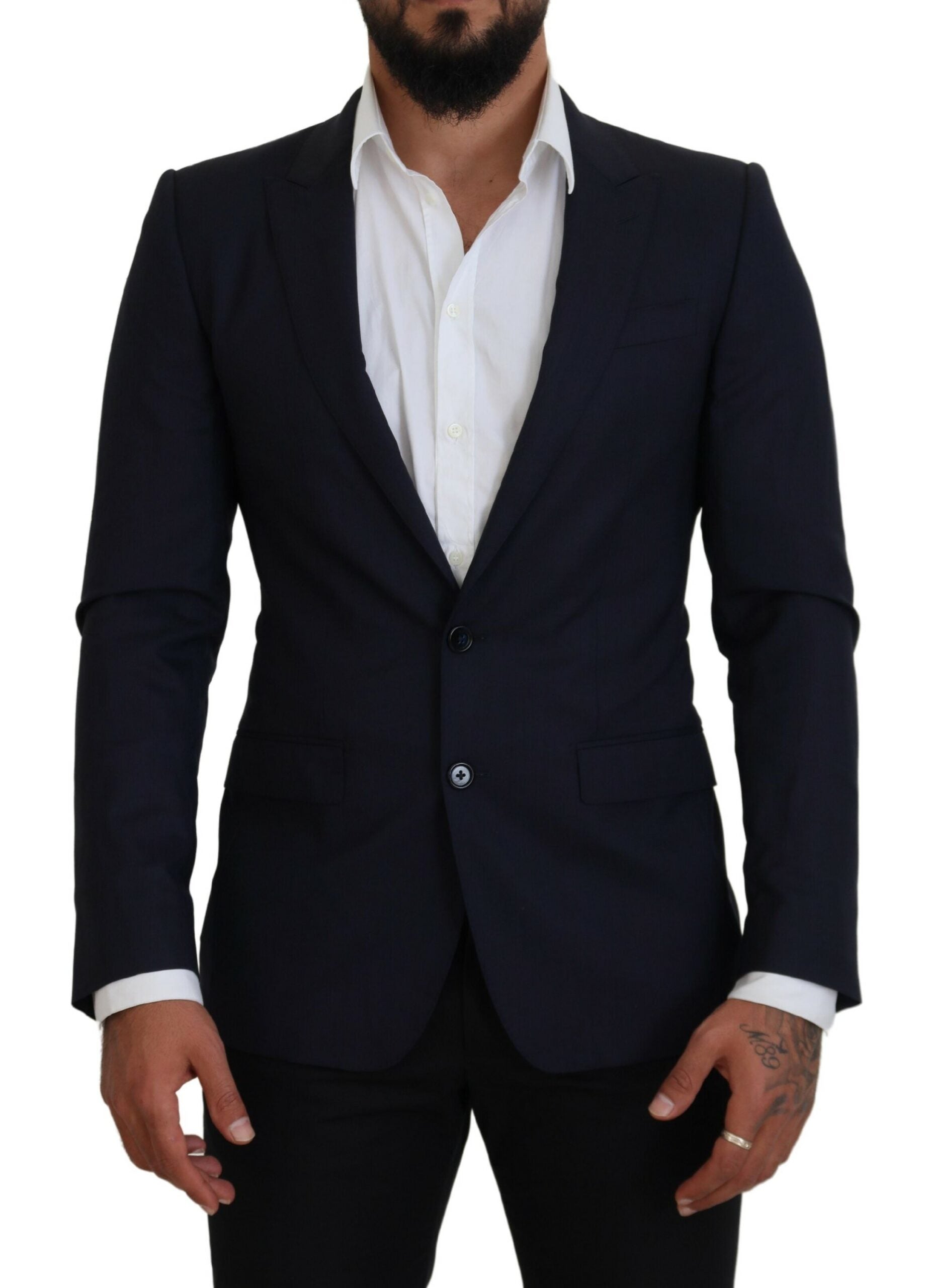 Dolce &amp; Gabbana Elegante blaue Blazerjacke aus Wolle und Seide