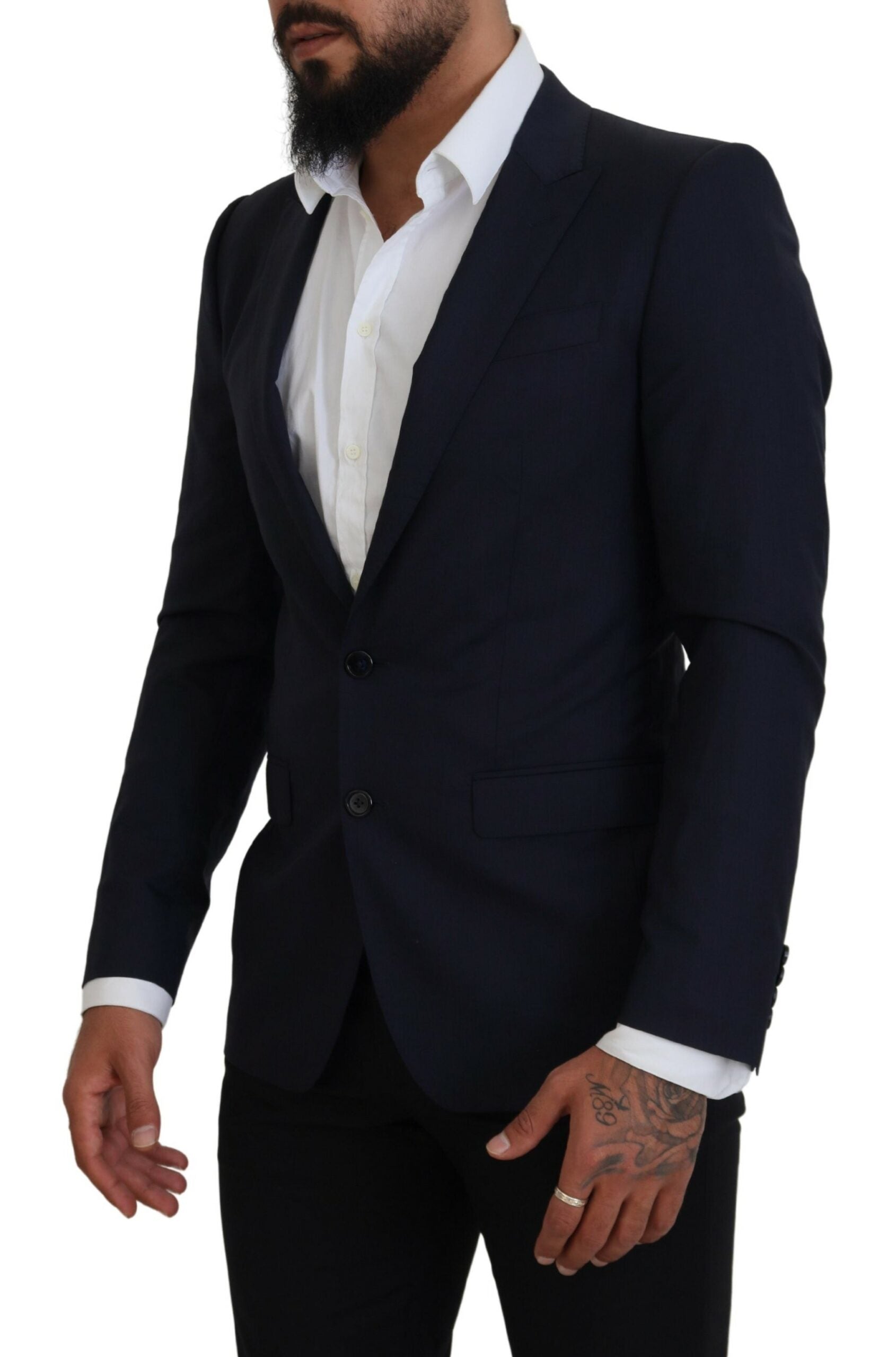Dolce &amp; Gabbana Elegante blaue Blazerjacke aus Wolle und Seide