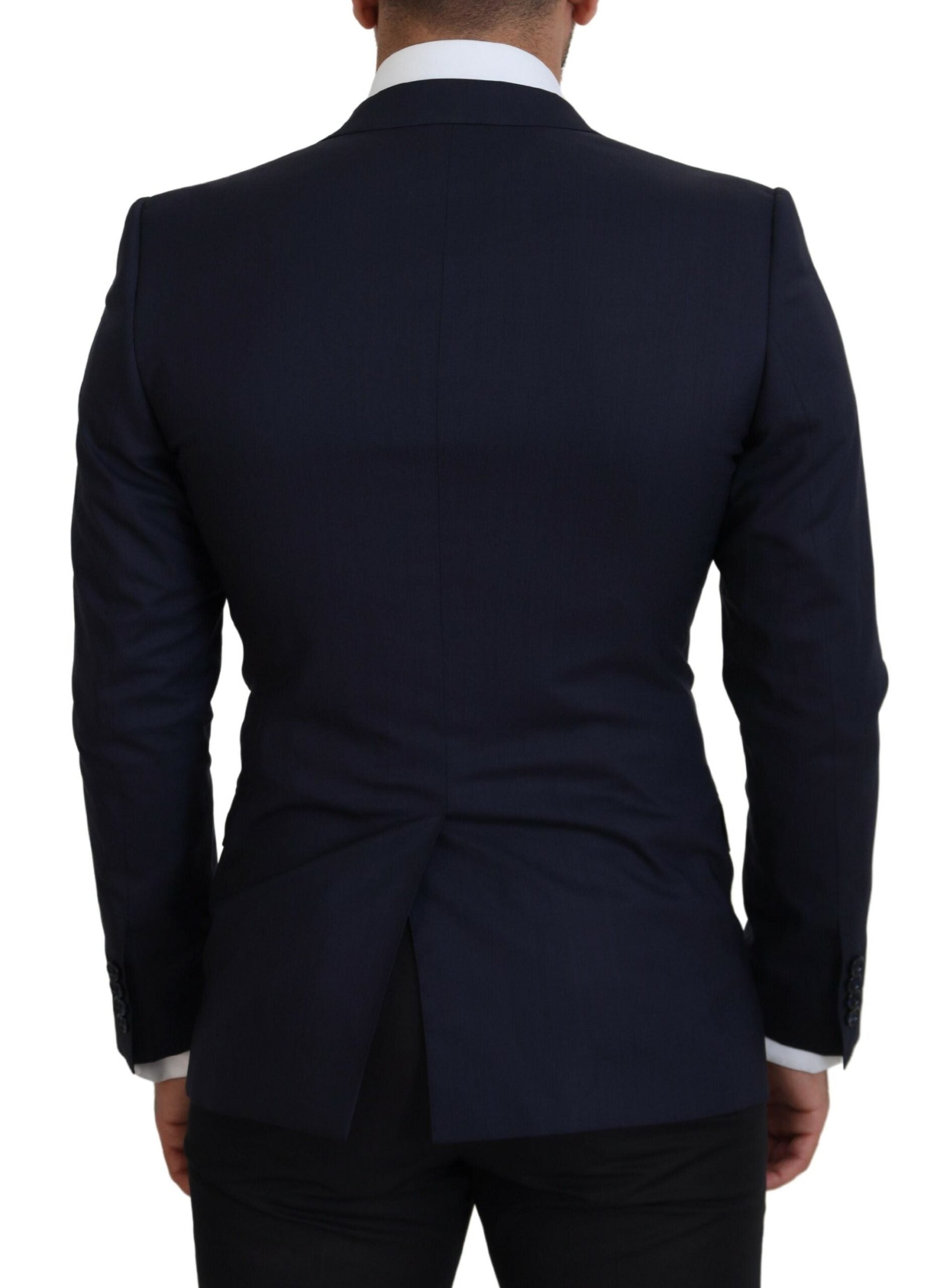 Dolce &amp; Gabbana Elegante blaue Blazerjacke aus Wolle und Seide