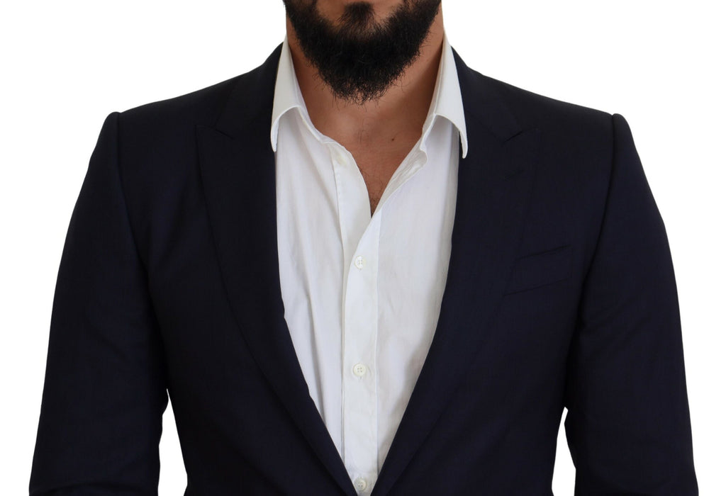 Dolce &amp; Gabbana Elegante blaue Blazerjacke aus Wolle und Seide