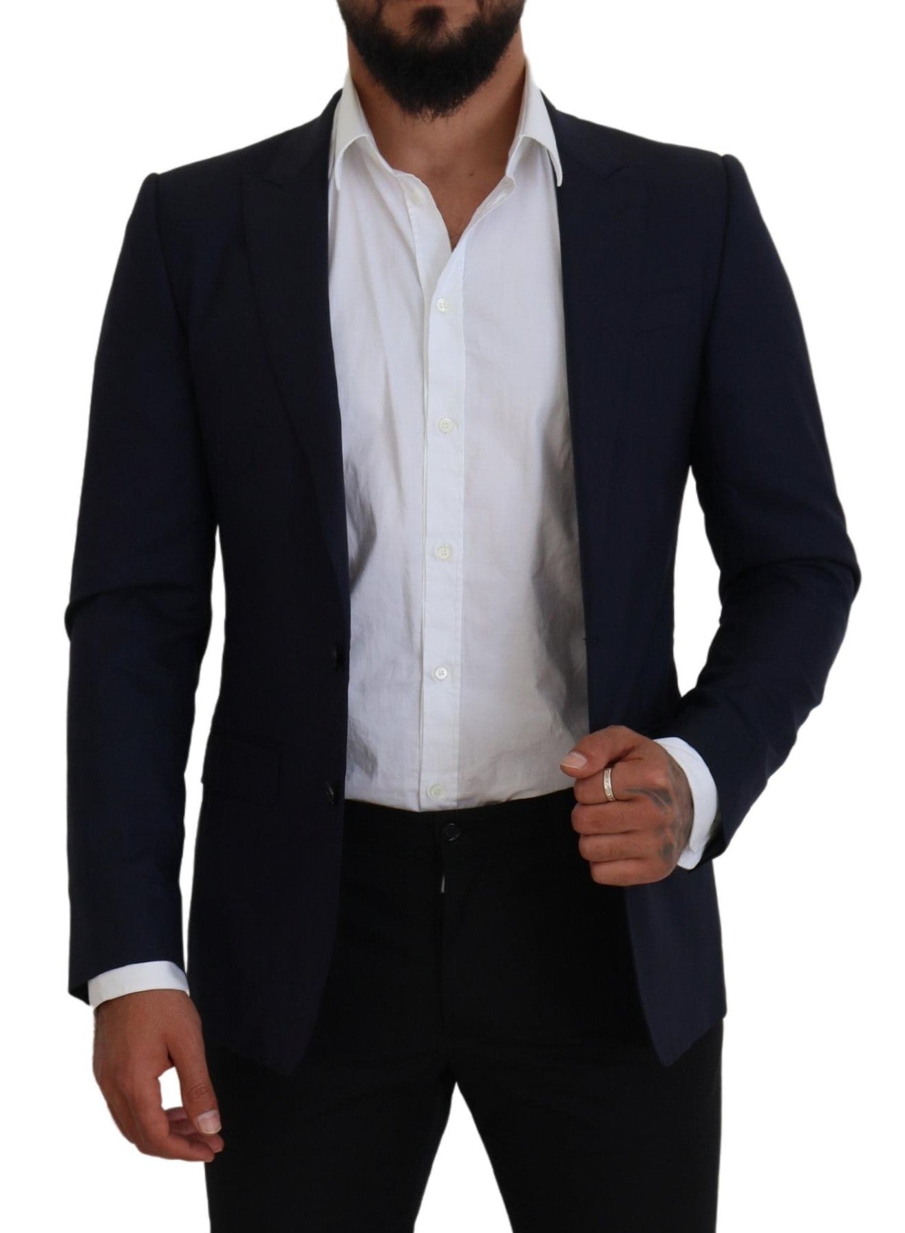 Dolce &amp; Gabbana Elegante blaue Blazerjacke aus Wolle und Seide