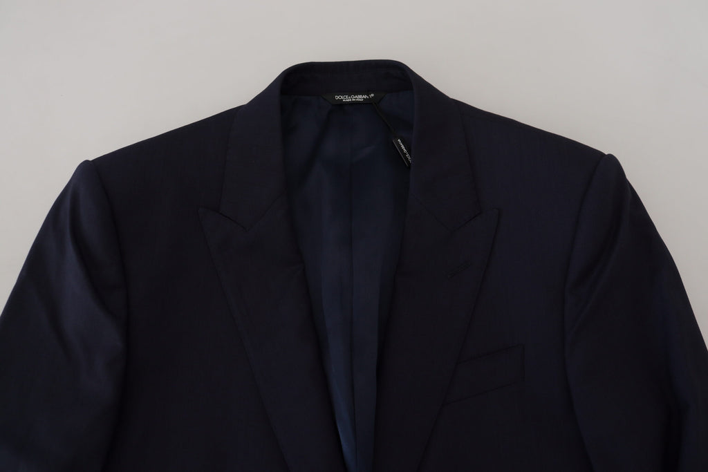 Dolce &amp; Gabbana Elegante blaue Blazerjacke aus Wolle und Seide