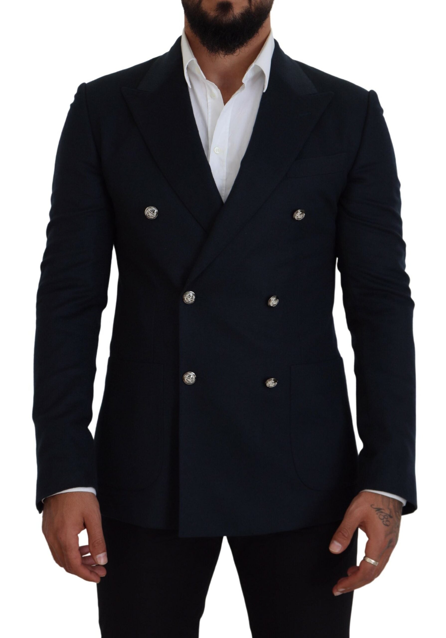 Dolce &amp; Gabbana Eleganter blauer Blazer aus Kaschmir-Seidenmischung
