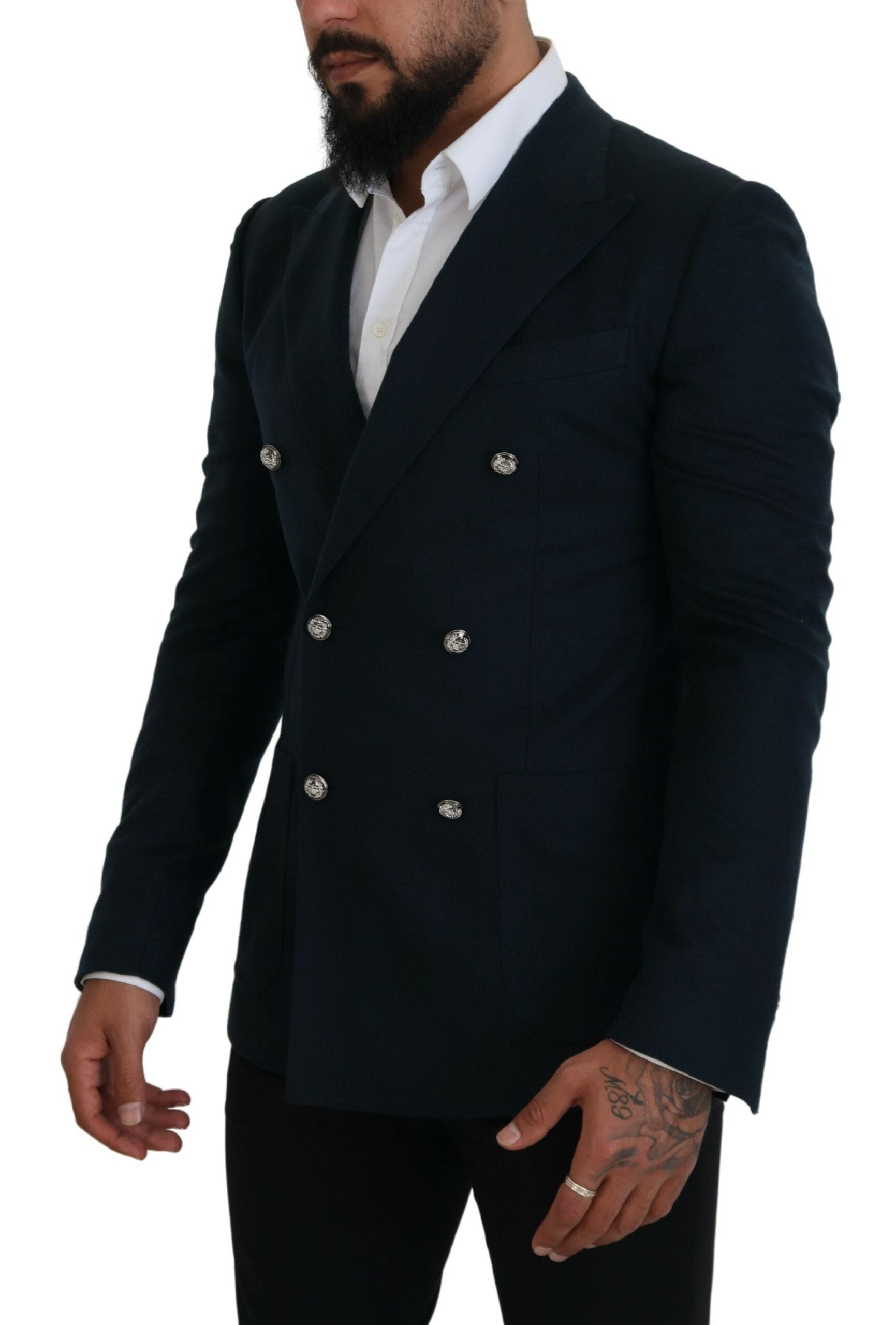 Dolce &amp; Gabbana Eleganter blauer Blazer aus Kaschmir-Seidenmischung