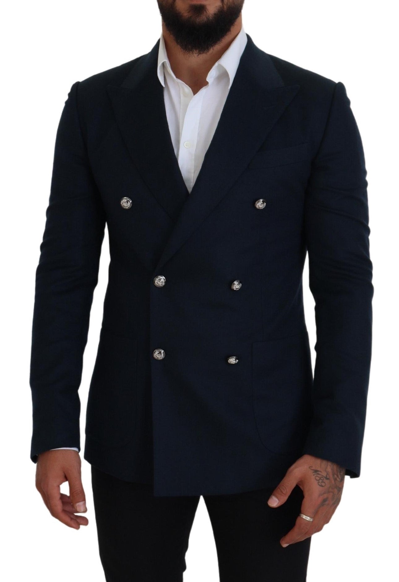 Dolce &amp; Gabbana Eleganter blauer Blazer aus Kaschmir-Seidenmischung