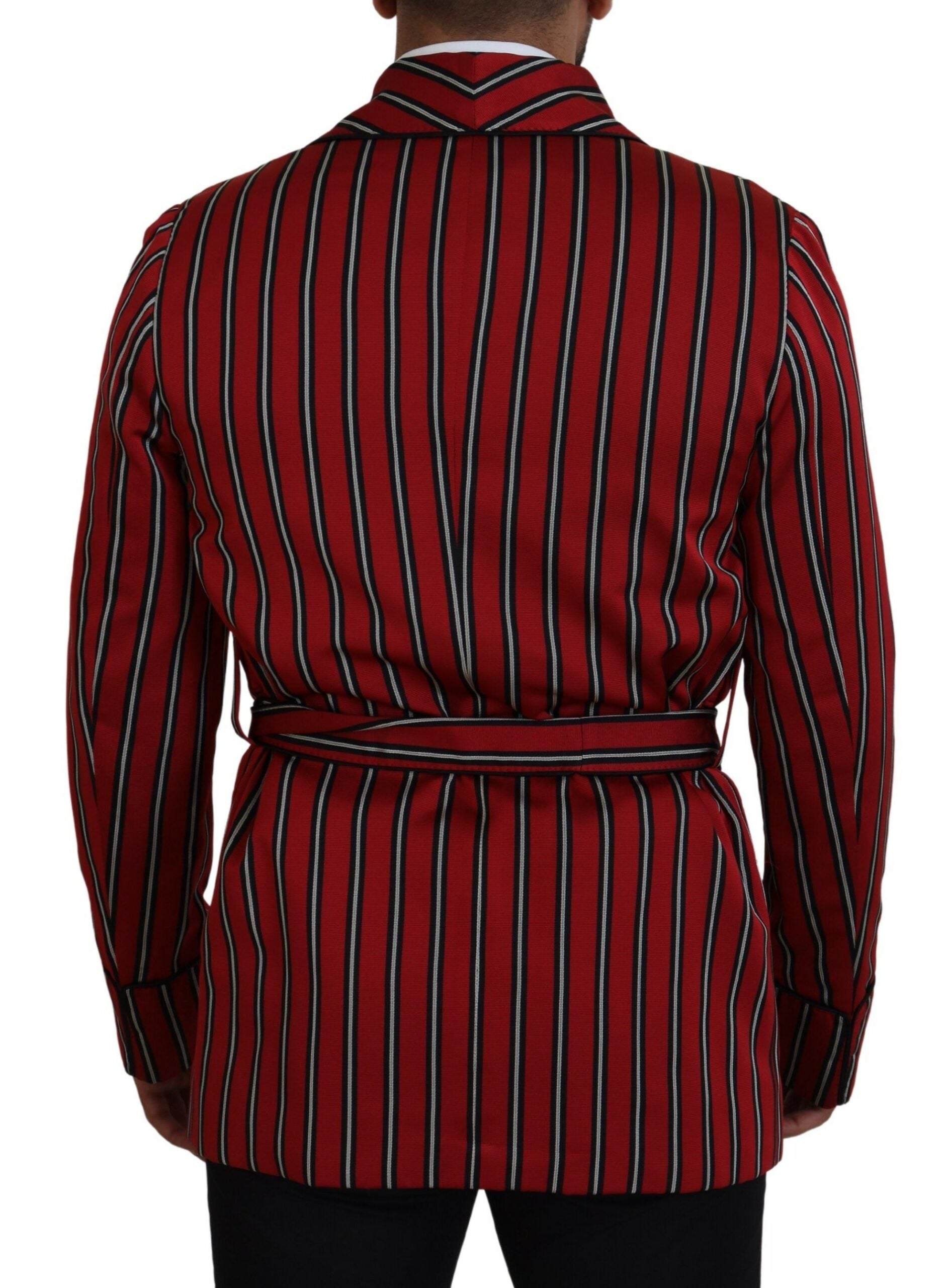 Dolce &amp; Gabbana Eleganter rot gestreifter langer Morgenmantel, Luxuskleidung