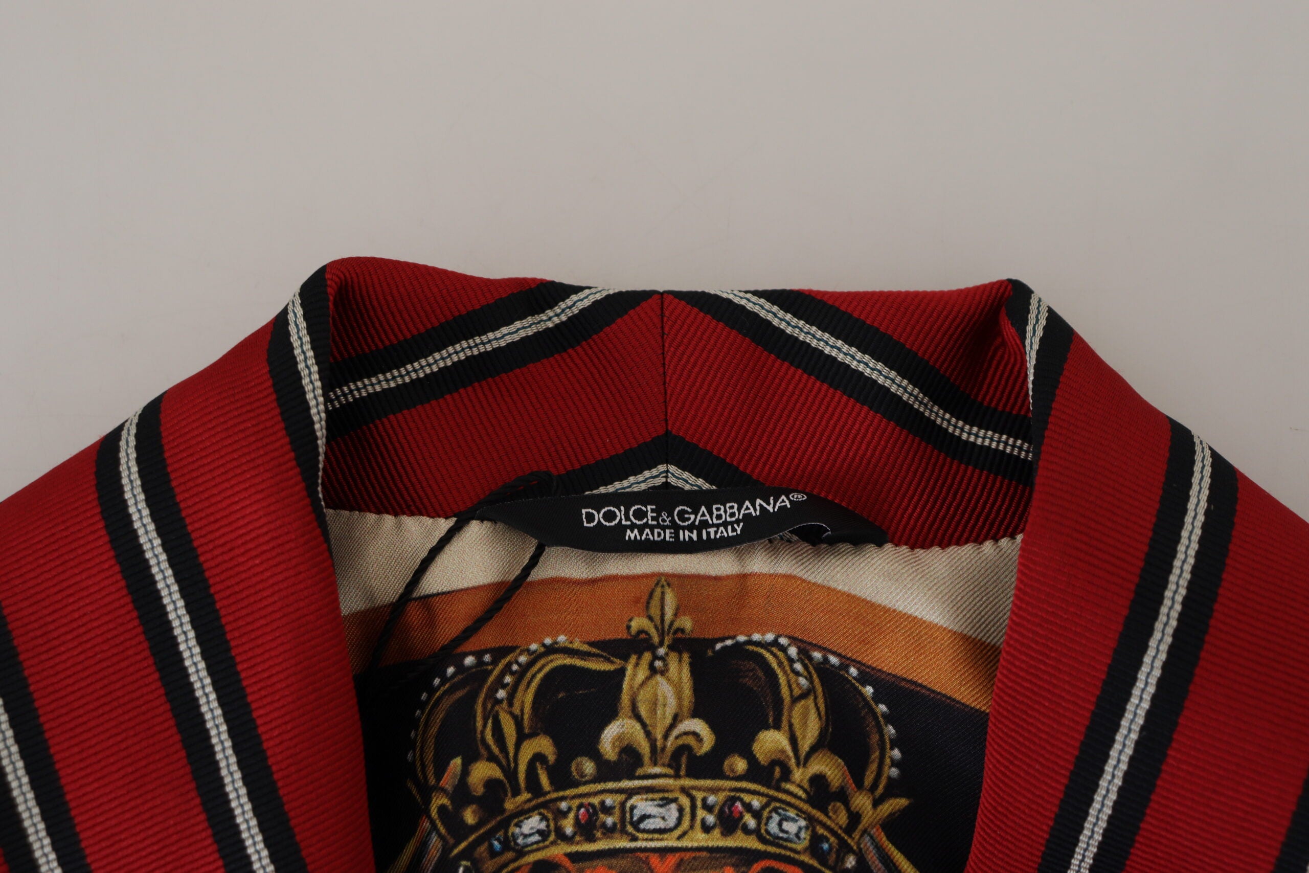 Dolce &amp; Gabbana Eleganter rot gestreifter langer Morgenmantel, Luxuskleidung