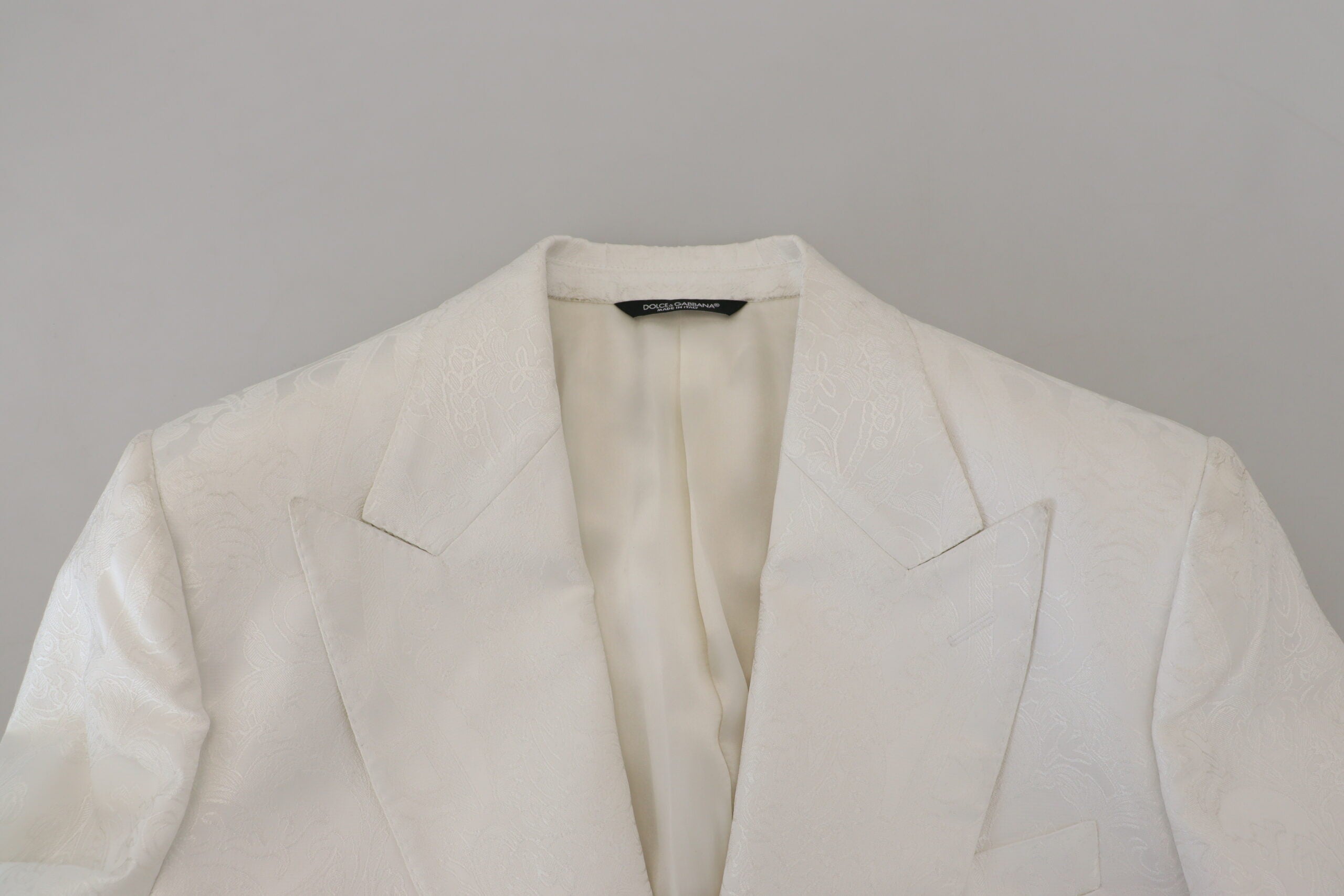 Dolce &amp; Gabbana – Eleganter weißer Trenchcoat aus geblümtem Brokat