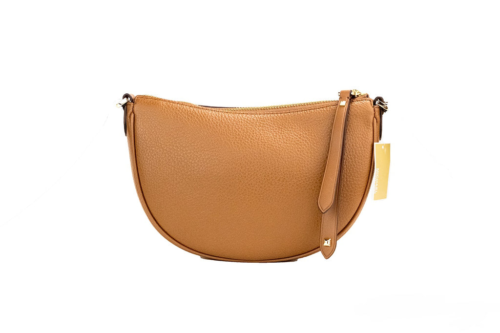 Michael Kors Dover Kleines Gepäckstück, genarbtes Leder, Halbmond-Umhängetasche