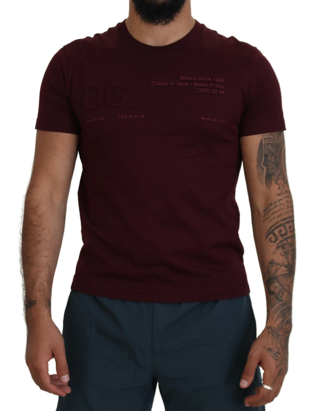 Dolce &amp; Gabbana Elegantes, kastanienbraunes Freizeit-T-Shirt mit Rundhalsausschnitt