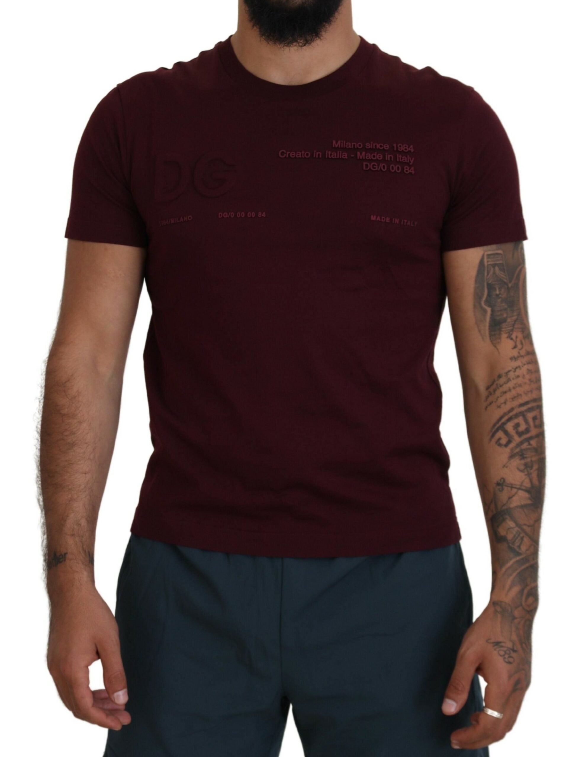 Dolce &amp; Gabbana Elegantes, kastanienbraunes Freizeit-T-Shirt mit Rundhalsausschnitt