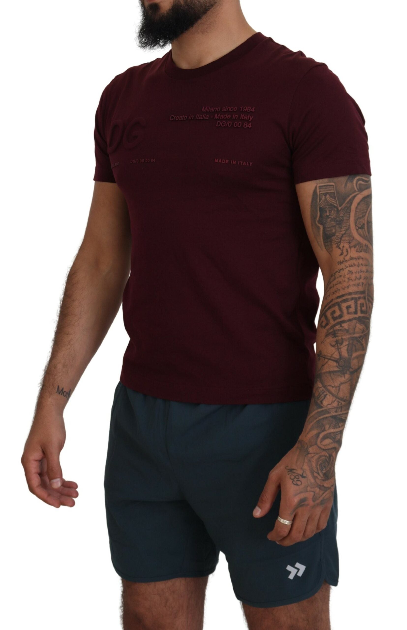 Dolce &amp; Gabbana Elegantes, kastanienbraunes Freizeit-T-Shirt mit Rundhalsausschnitt