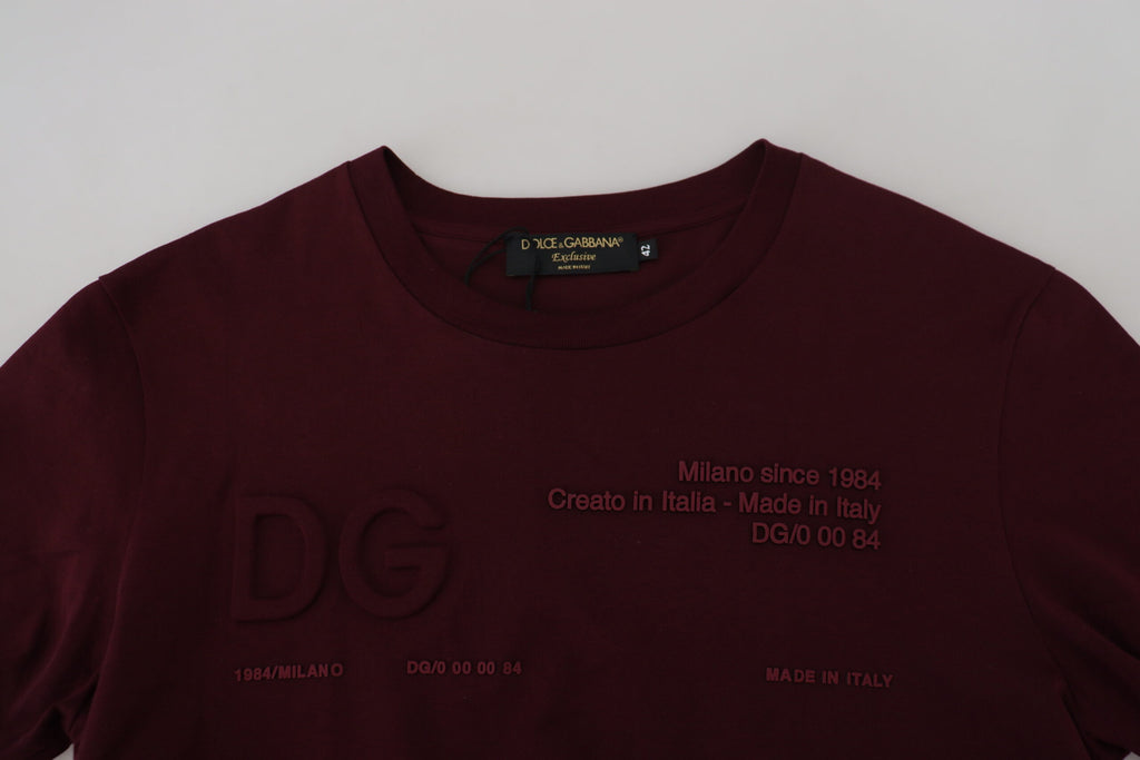 Dolce &amp; Gabbana Elegantes, kastanienbraunes Freizeit-T-Shirt mit Rundhalsausschnitt