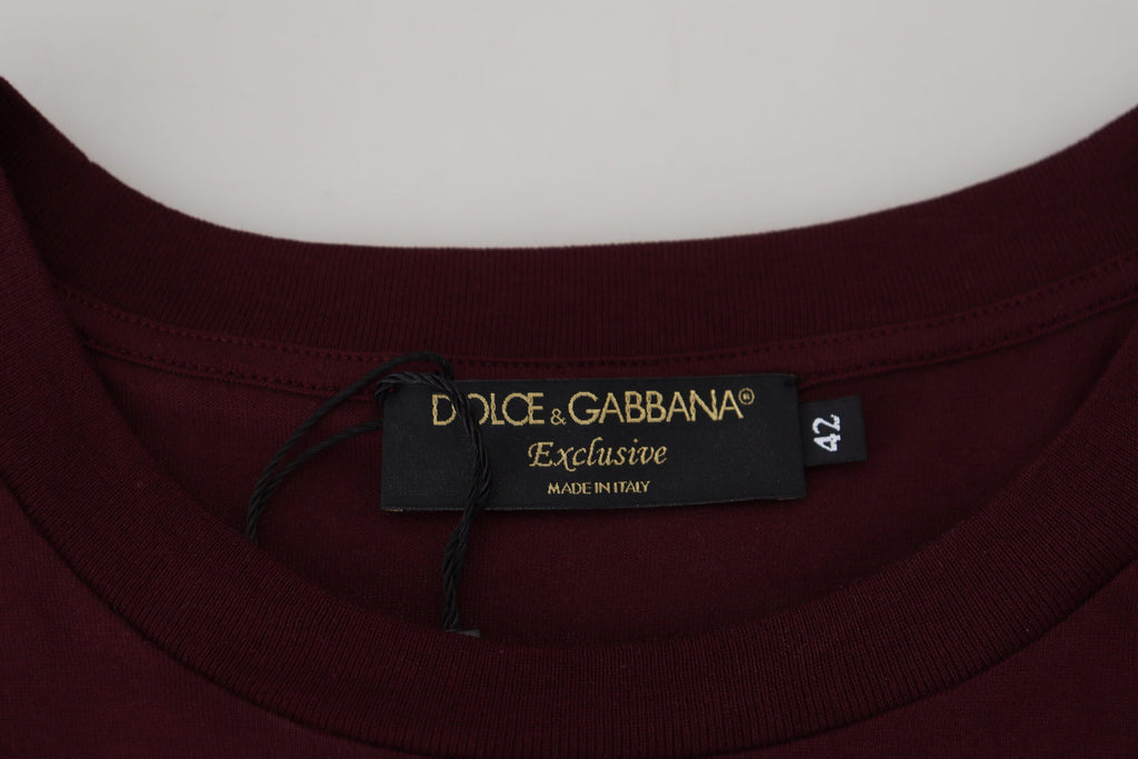 Dolce &amp; Gabbana Elegantes, kastanienbraunes Freizeit-T-Shirt mit Rundhalsausschnitt