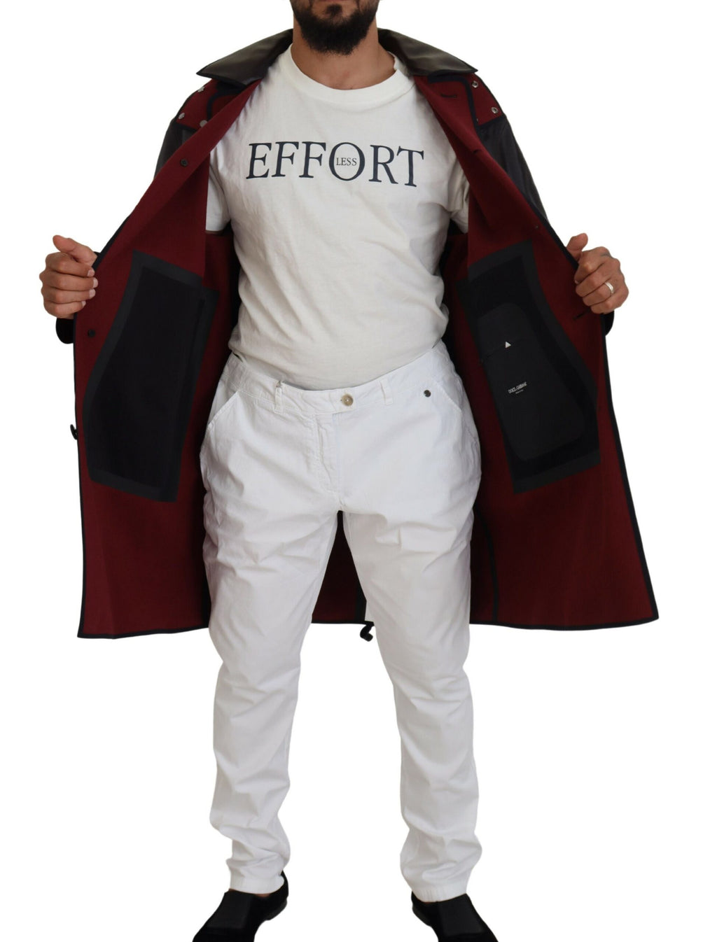 Dolce &amp; Gabbana Eleganter Parka mit Kapuze in Schwarz und Bordeaux