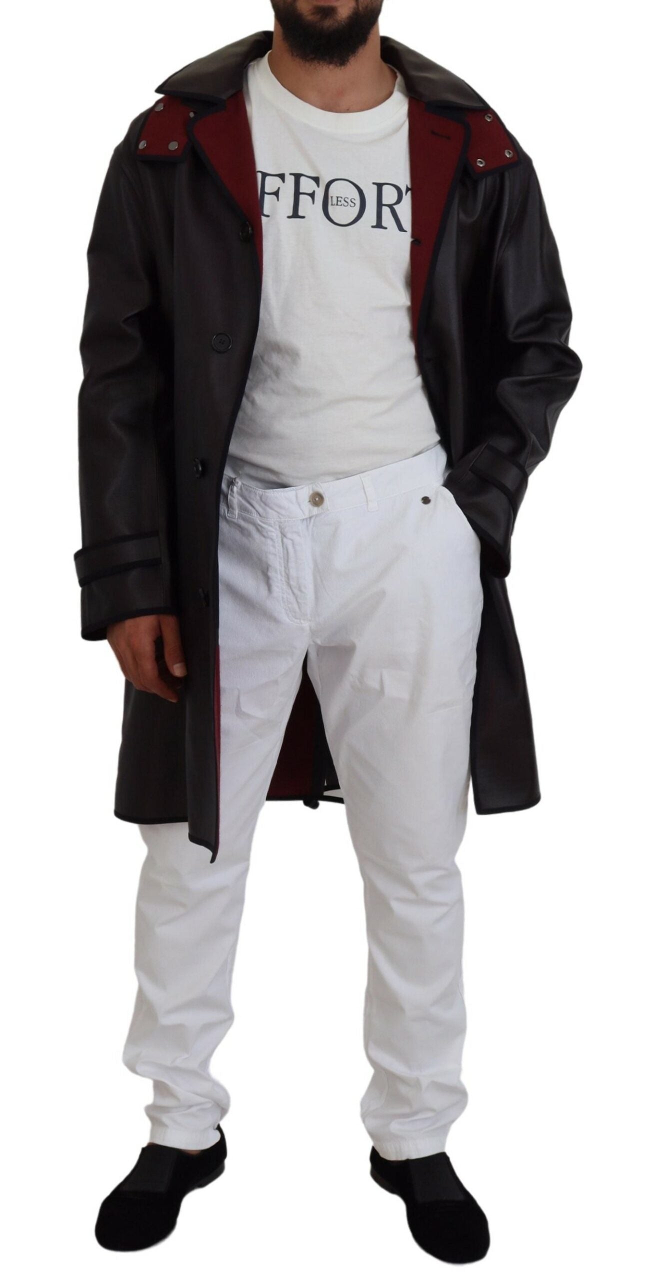 Dolce &amp; Gabbana Eleganter Parka mit Kapuze in Schwarz und Bordeaux