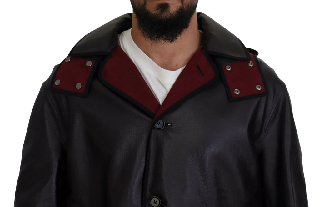 Dolce &amp; Gabbana Eleganter Parka mit Kapuze in Schwarz und Bordeaux