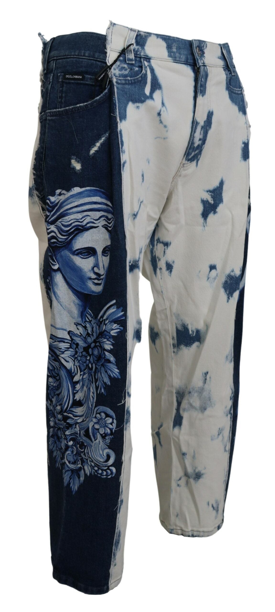 Dolce &amp; Gabbana Elegante Loose Fit Jeanshose mit einzigartigem Print
