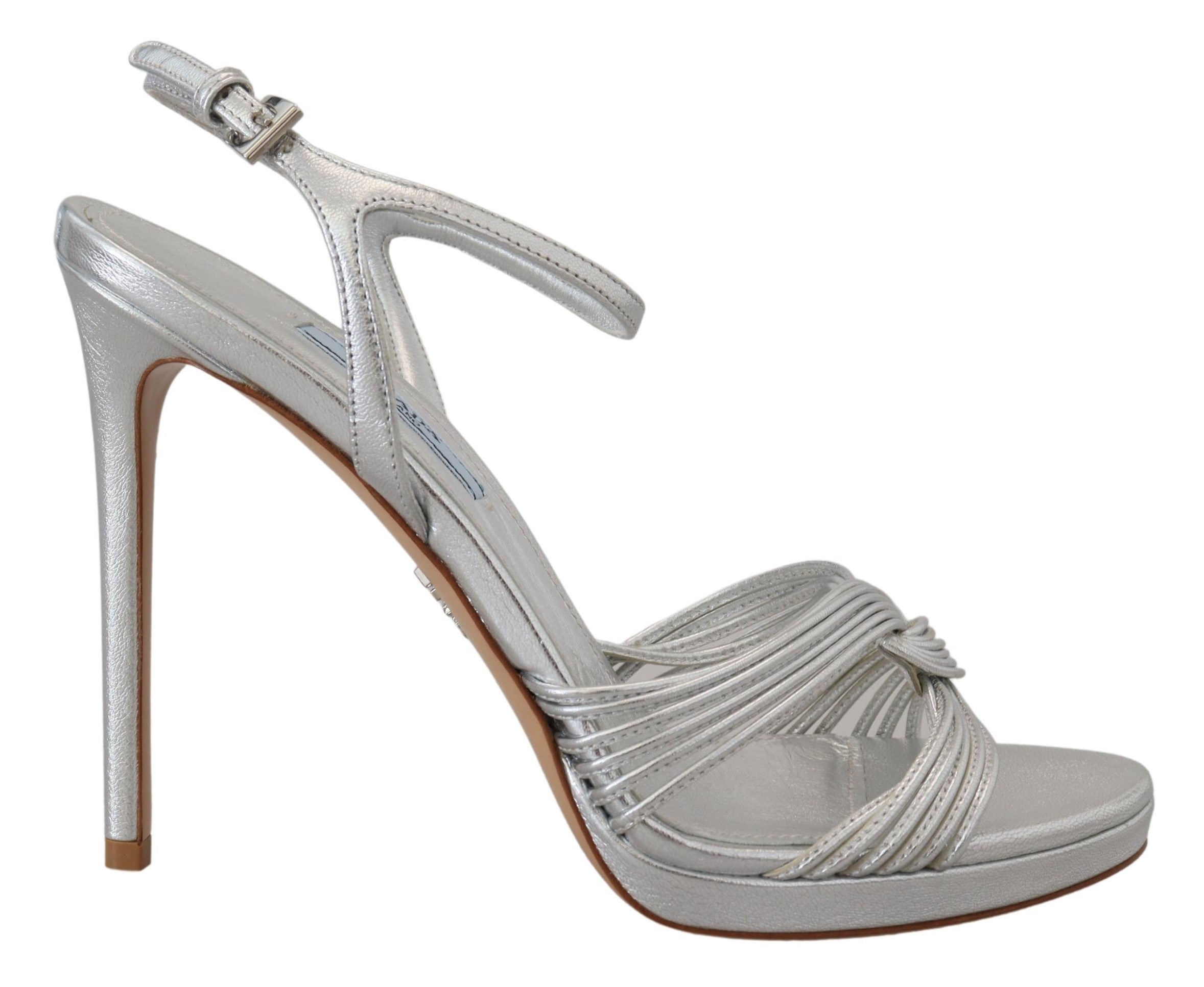 Prada Elegante silberne Stiletto-Sandalen