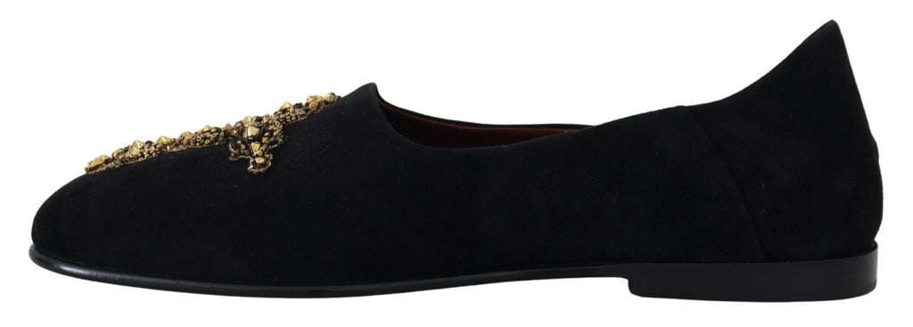 Dolce &amp; Gabbana – Loafer mit Kristall-Pailletten in Schwarz und Gold