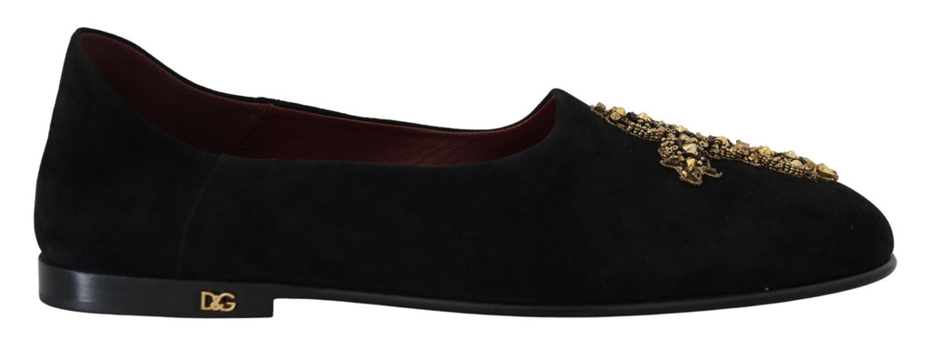 Dolce &amp; Gabbana – Loafer mit Kristall-Pailletten in Schwarz und Gold