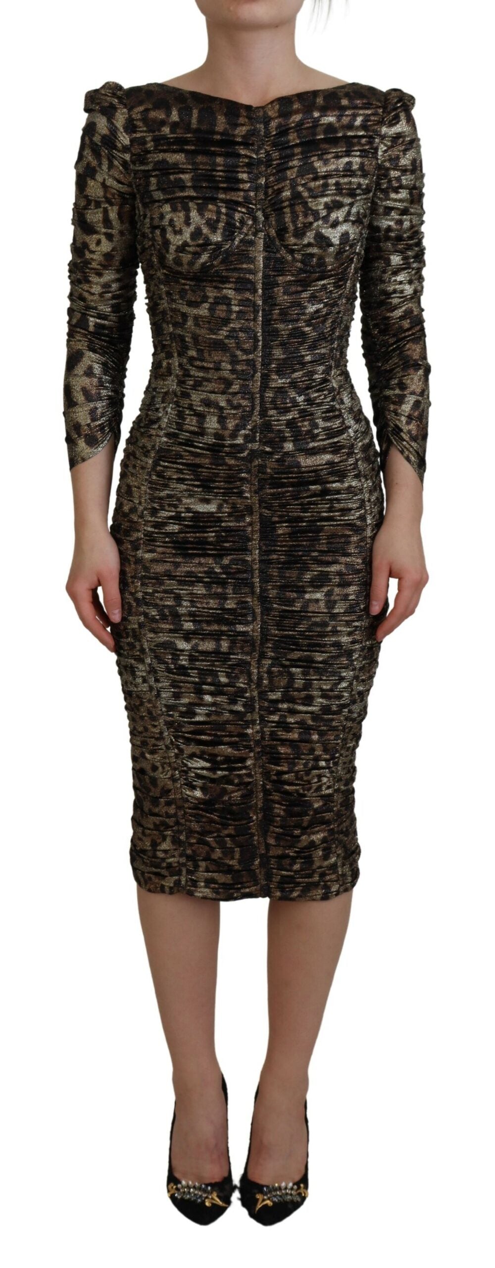 Dolce &amp; Gabbana – Elegantes, figurbetontes Midikleid mit Leopardenmuster