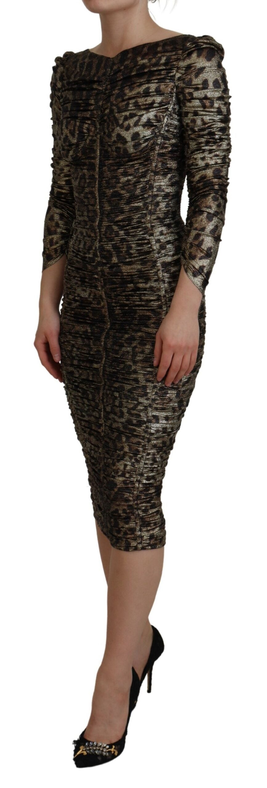 Dolce &amp; Gabbana – Elegantes, figurbetontes Midikleid mit Leopardenmuster