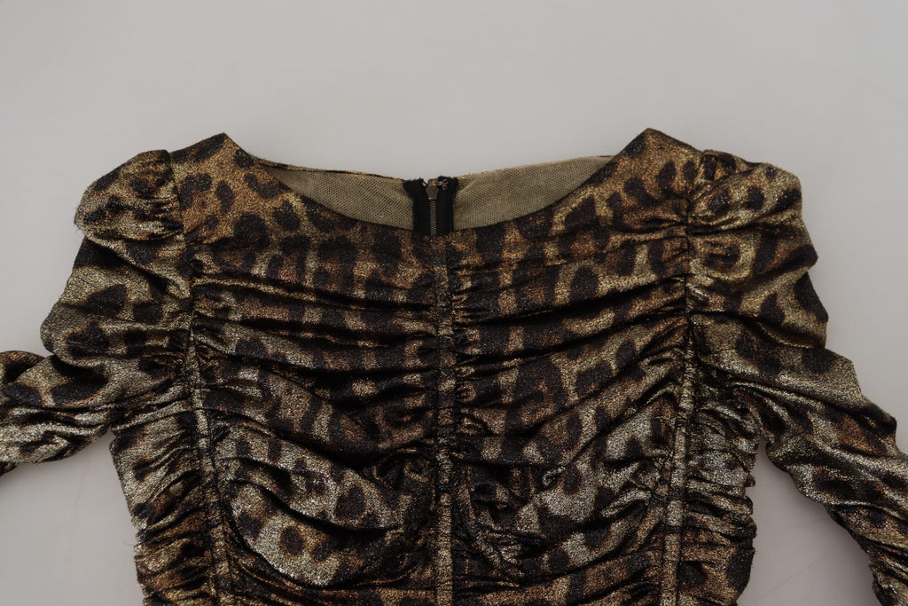 Dolce &amp; Gabbana – Elegantes, figurbetontes Midikleid mit Leopardenmuster