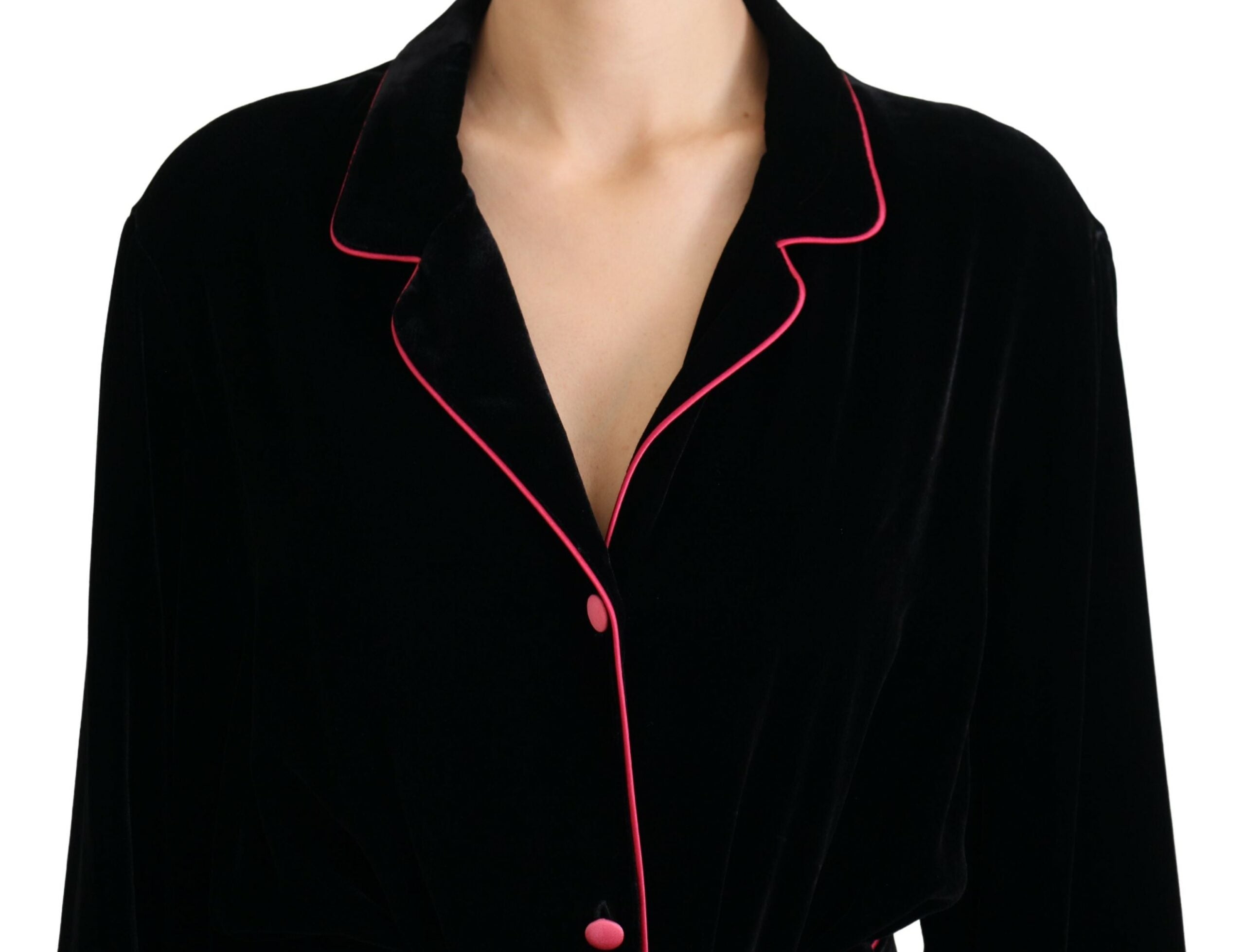 Dolce &amp; Gabbana Elegante schwarze Jacke aus Seidenmischung mit Taillengürtel