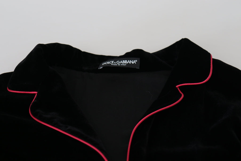 Dolce &amp; Gabbana Elegante schwarze Jacke aus Seidenmischung mit Taillengürtel