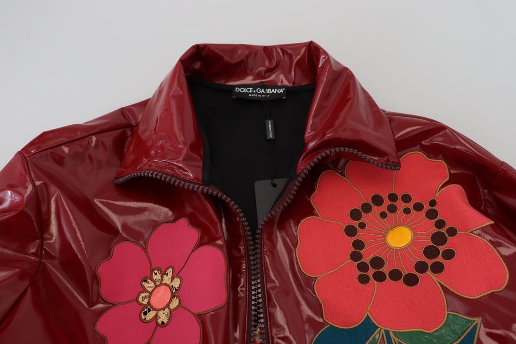 Dolce &amp; Gabbana – Kastanienbraune Luxusjacke mit Blumenmuster