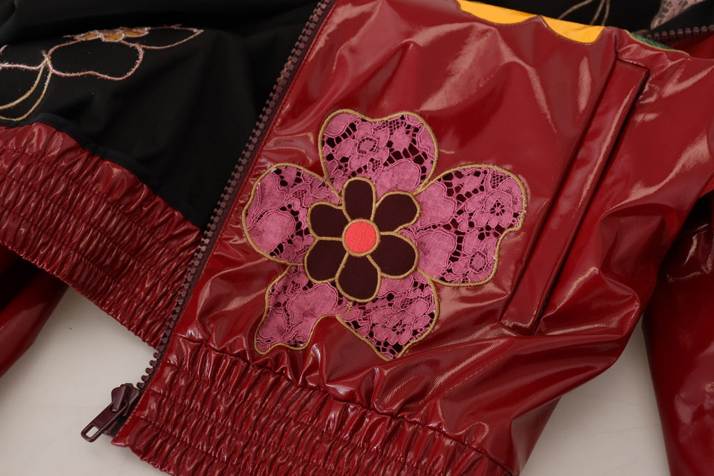 Dolce &amp; Gabbana – Kastanienbraune Luxusjacke mit Blumenmuster