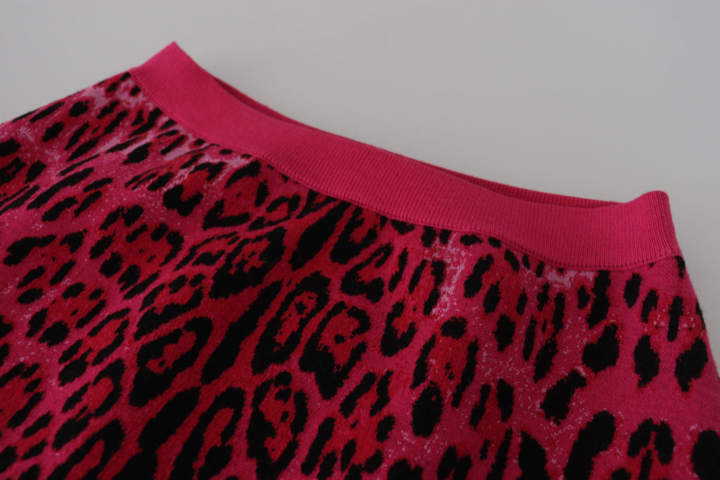 Dolce &amp; Gabbana Schicker hoch taillierter Minirock mit rosa Leopardenmuster