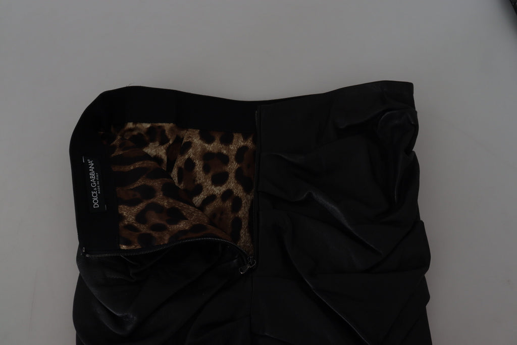 Dolce &amp; Gabbana Schicker A-Linien-Minirock aus Leder mit hoher Taille