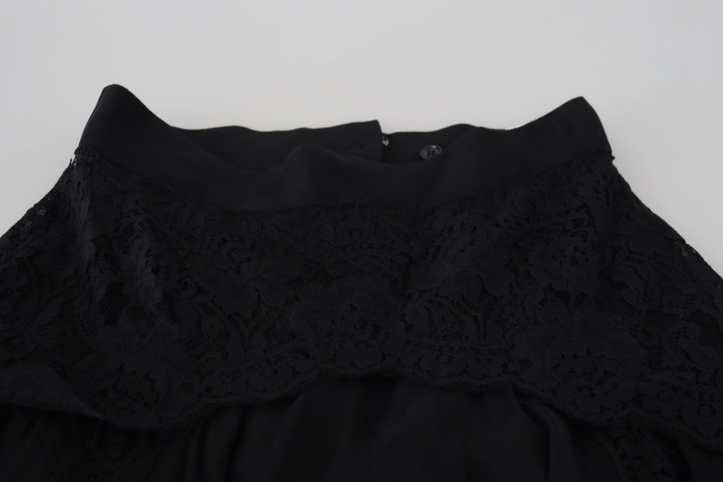 Dolce &amp; Gabbana Eleganter Midirock aus Seidenmischung mit hoher Taille