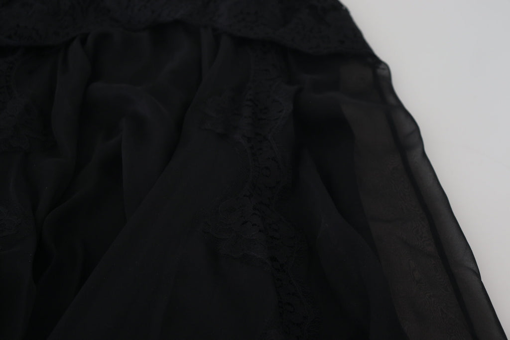 Dolce &amp; Gabbana Eleganter Midirock aus Seidenmischung mit hoher Taille