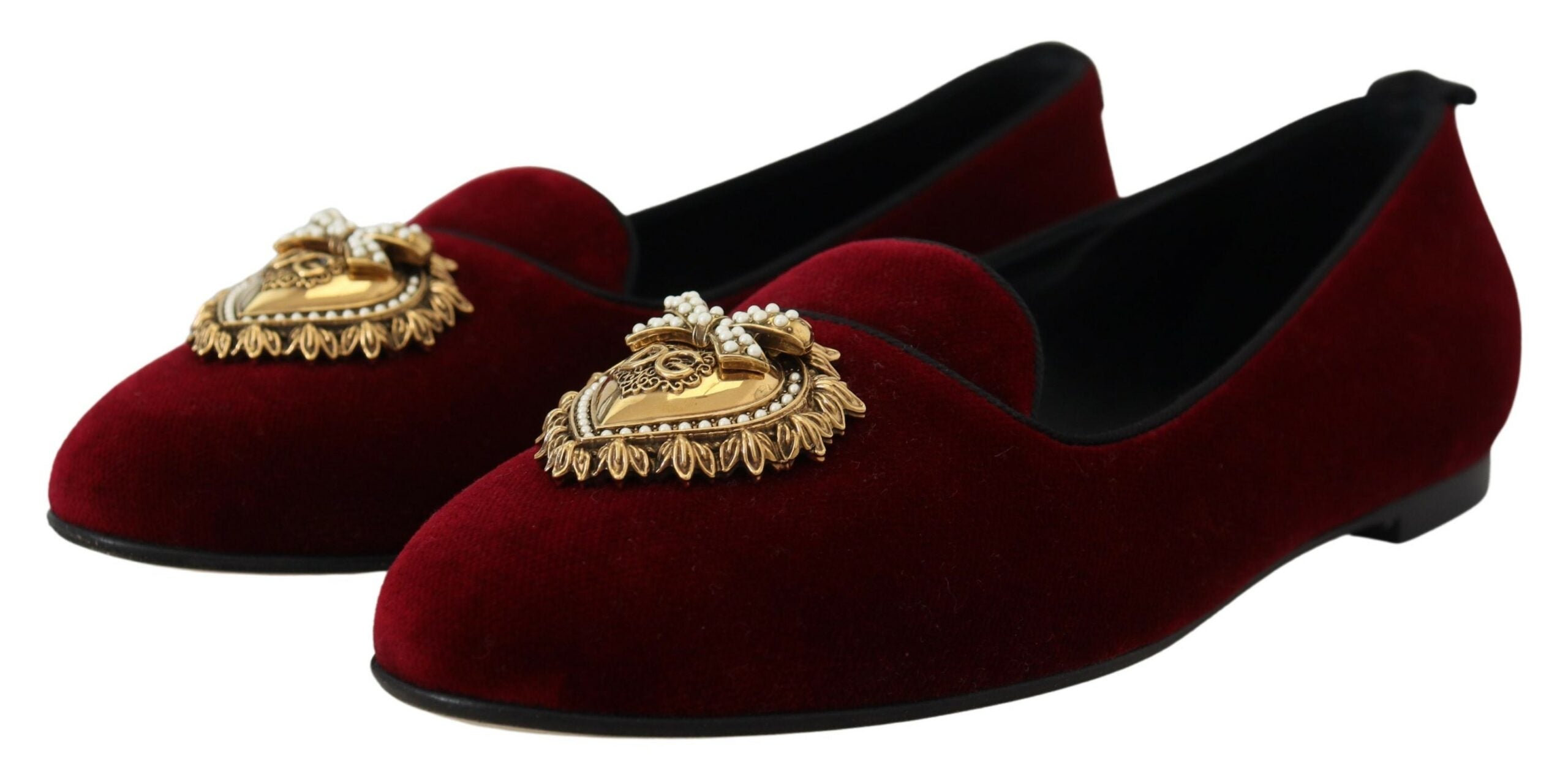 Dolce &amp; Gabbana Bordeauxfarbene Samt-Loafer „Devotion“