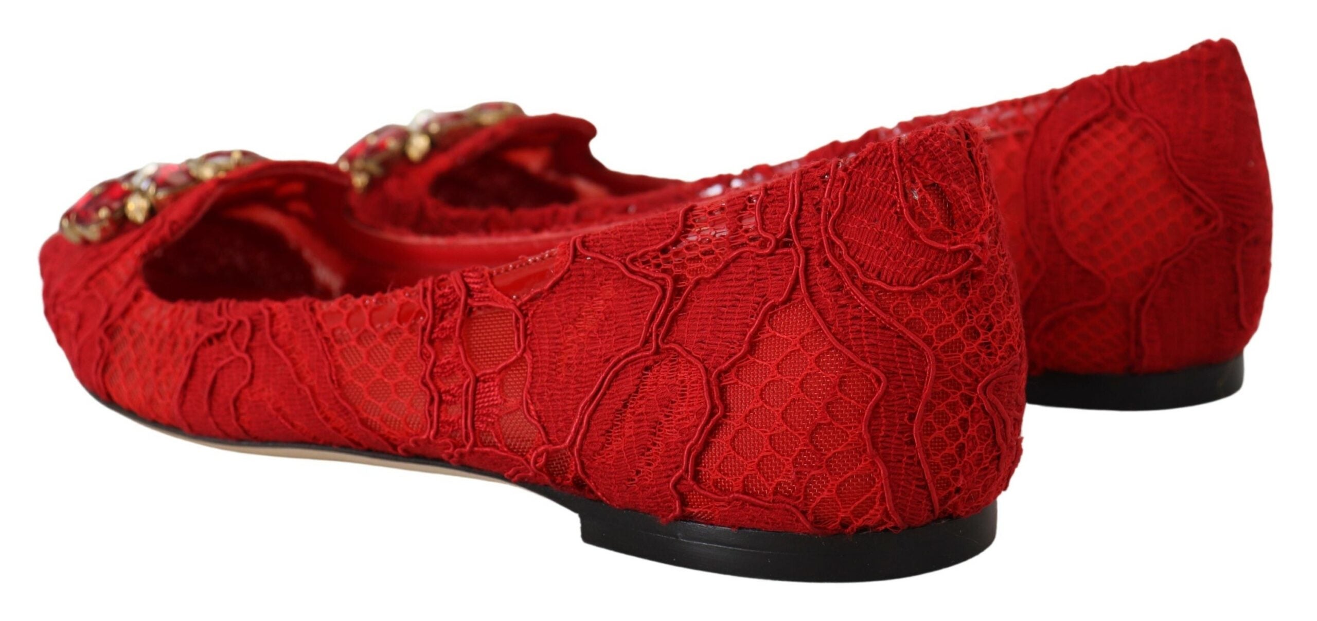 Dolce &amp; Gabbana Rote Ballerinas mit Kristallverzierung
