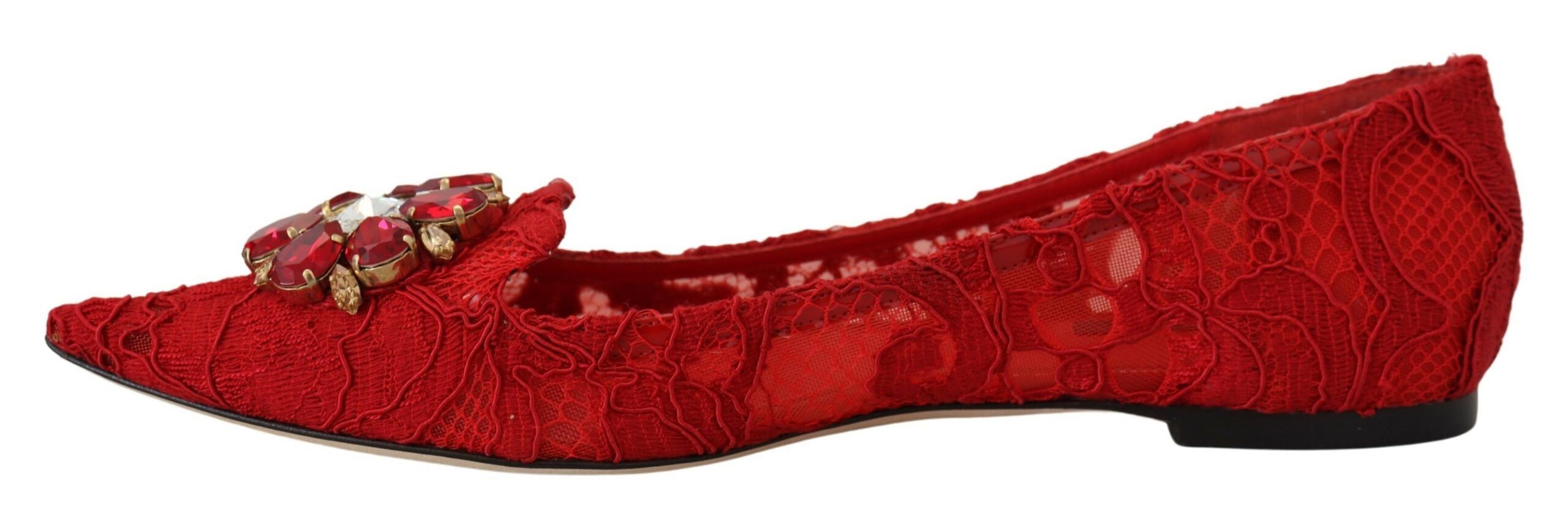 Dolce &amp; Gabbana Rote Ballerinas mit Kristallverzierung