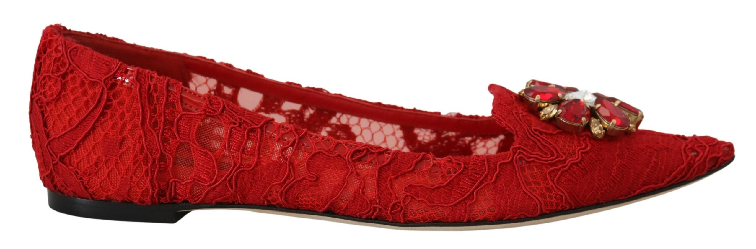 Dolce &amp; Gabbana Rote Ballerinas mit Kristallverzierung