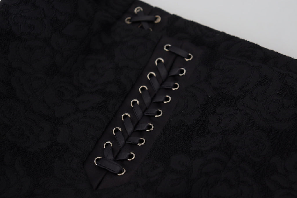 Dolce &amp; Gabbana Eleganter schwarzer Rock mit hoher Taille und Seidenfutter