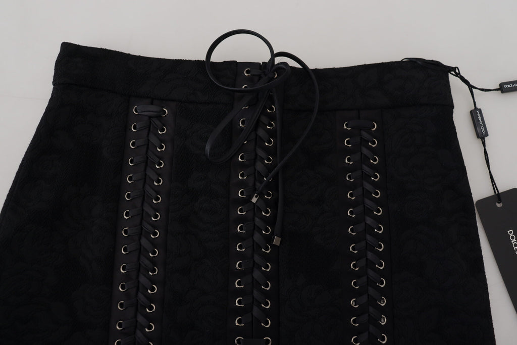 Dolce &amp; Gabbana Eleganter schwarzer Rock mit hoher Taille und Seidenfutter